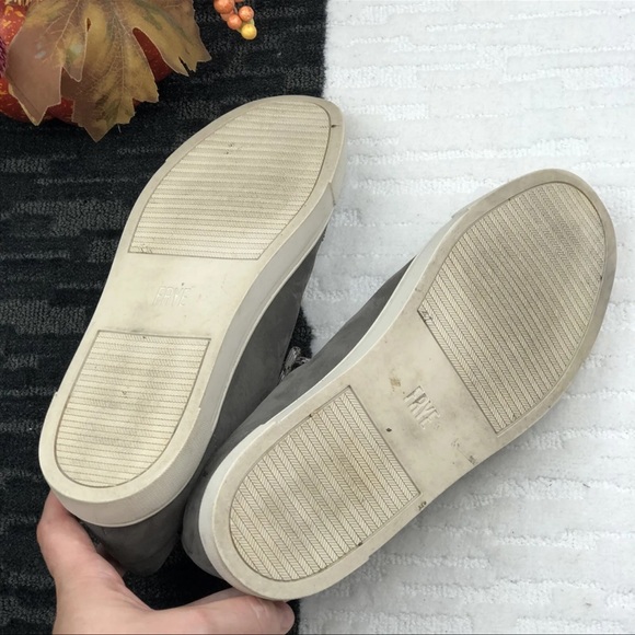 Frye Ivy Women's Size 8 Gray Suede Leather Lace Sneakers - Picture 4 of 9